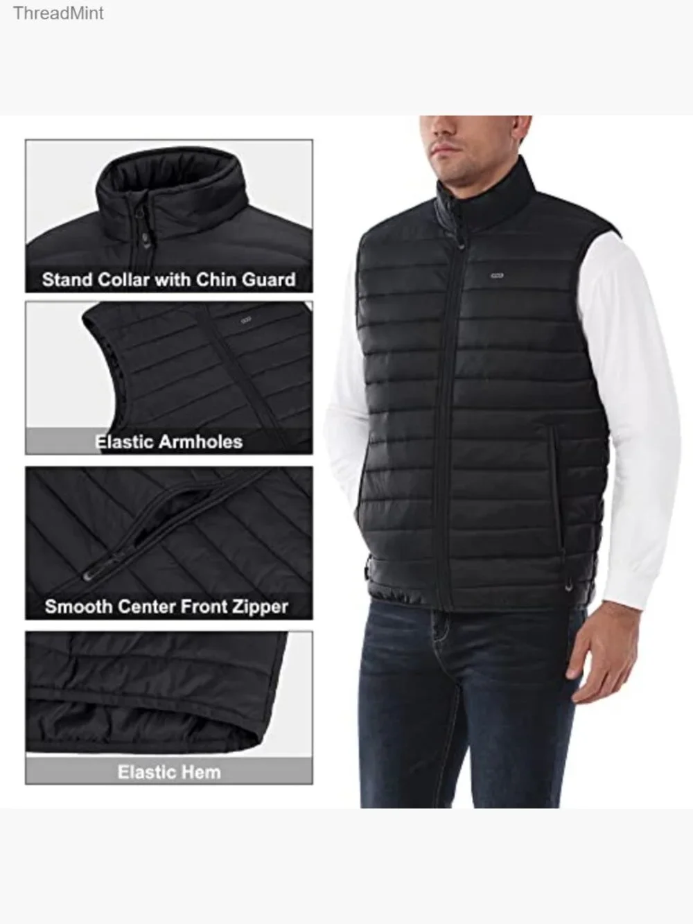 Men's Lightweight Packable Insulated Puffer Vest, Quilted Sleeveless Jacket